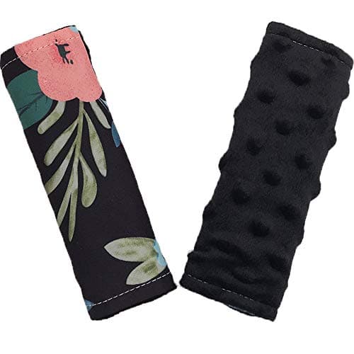 Baby Car Seat Neck Cover, Car Seat Strap Cover, Seat Belt Cushions Pads, Shoulder Strap Protectors, Reversible Pram Harness Covers in Minky Floral, Baby Neck Pad Protector - Thumbnail 5