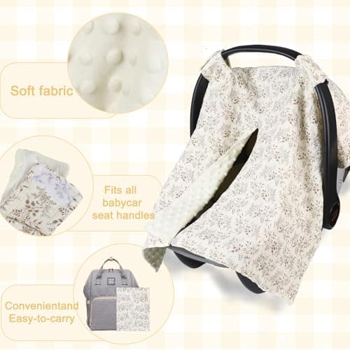 YOQIE 2-in-1 Baby Car Seat Cover & Canopy | Mom Nursing Cover, Easy Install Shield | Multi-Purpose for Winter Warmth & Summer Shade - Thumbnail 3