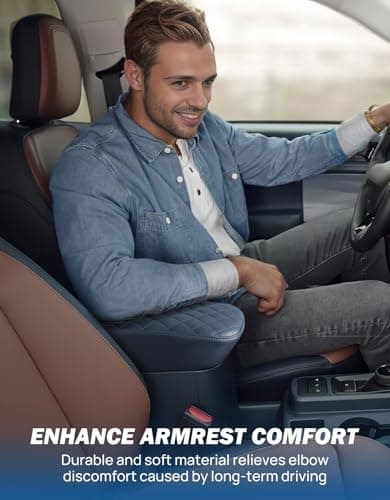 JOYTUTUS Center Console Cover Compatible with Ford Maverick 2022-2025 2026 Leather Armrest Cover Center Console Cushion Maverick Accessories, Dark Blue - Thumbnail 2