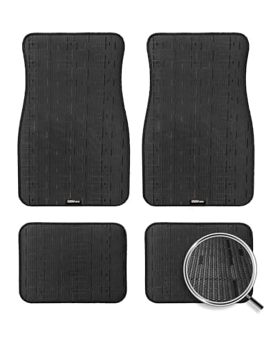 OEMATS Ultra Durable Car Floor Mats, Premium PVC Coil All-Weather Automotive Floor Mats, Universal Fit with Anti-Slip Nibbs Backing, Waterproof | Wear Resistant | Flame Retardant, Black 4PCS - Image 1