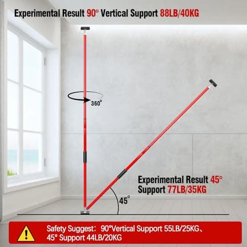 3-H Cabinet Jacks for Installing Cabinets, Thickened All-Steel Adjustable Support Pole with Twist-Lock Mechanism, Heavy-Duty Third Hand Tool, Red, 27.5"-43" 1pc - Thumbnail 6