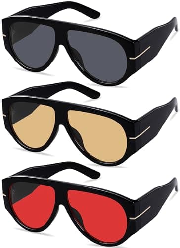 YMRFW Oversized Retro Aviator Sunglasses for Women Men Trend 70s Thick Classic Vintage Style Sun Glasses - Image 1