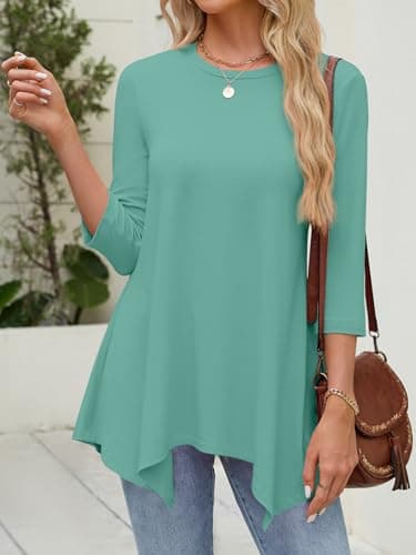 JUSTFASHIONNOW Plus Size Spring Clothes for Women 3X Blouses for Women Dressy Casual Cadetblue Shirt Womens Business Casual Work Tops（Green，3X-Large - Thumbnail 3