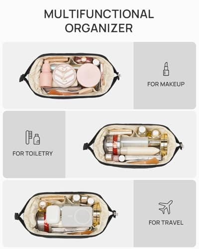 Telena Puffer Makeup Bags for Women, Nylon Puffy Padded Make Up Bags for Women Makeup Organizer Case, Wide-open Makeup Pouch Travel Essentials - Thumbnail 6