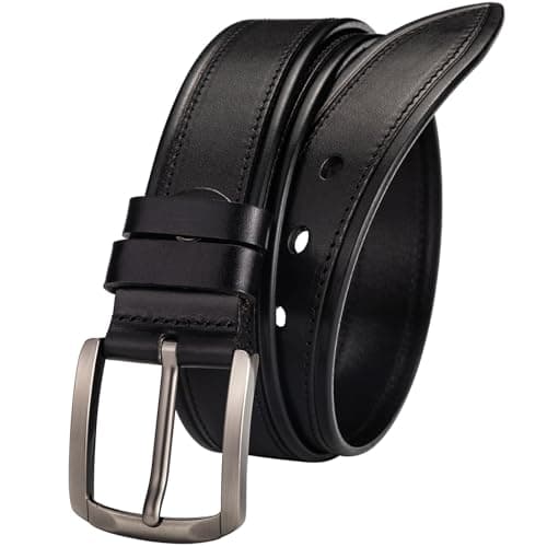 Rollslatte Full Grain Genuine Leather Belt Men, 1.5" Wide Black Real Leather Western Cowboy Men's Belts for Trousers Belt Size 36 - Image 1