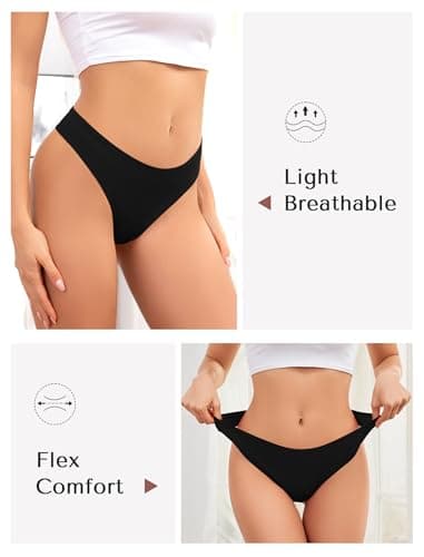 ANSUKOO Cotton Thong Underwear for Women 6 Pack,Ladies Comfortable Panties,Woman Breathable Soft Panty Tangas,Mid Rise Undies - Thumbnail 4