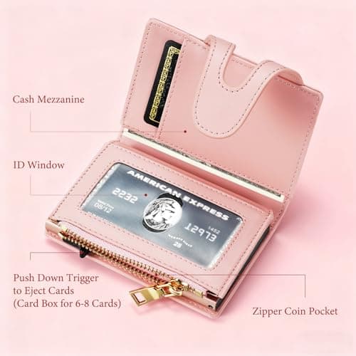 furid Small Card Wallet Women: Rfid Leather Smart Pop Up Wallets - Ladies Mini Cute Card Holder Slim with with Zipper Coin Pocket - Gifts for Wife on Valentine's Day Anniversary Birthday - Thumbnail 2