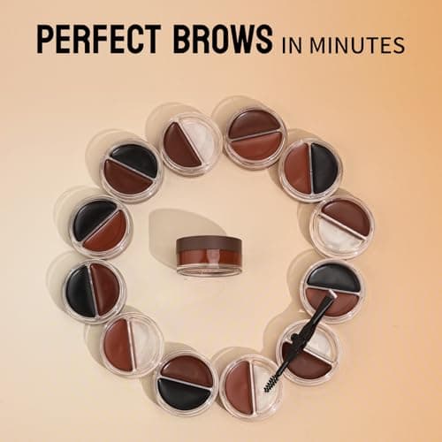QIC Eyebrow Pomade Kit for Women, Long-Lasting Waterproof Dual-Color Brow Makeup with Dual-Ended Brush for Natural-Looking Eyebrows (Light Brown + Dark Brown) - Thumbnail 4