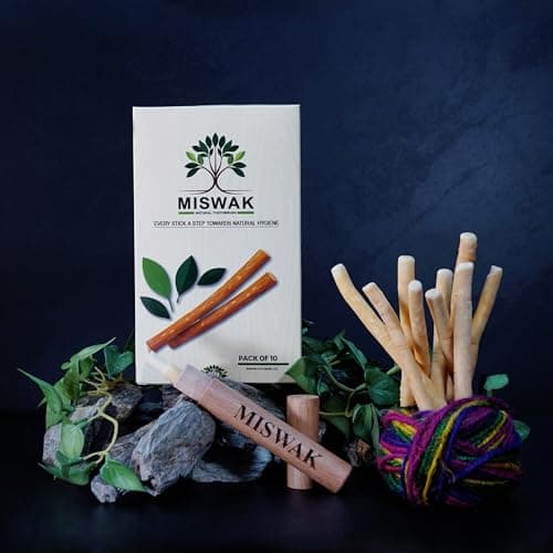 MISWAK Sticks - Pack of 10 Natural Toothbrush Sticks with Wooden Holder | Sewak Sticks for Teeth | Authentic Peelu Wood (Salvadora Persica) | Teeth Whitening & Gum Strengthening - Thumbnail 2