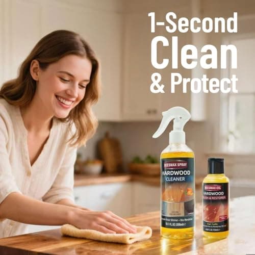 YYSTEBS Furniture Polish Kit: Wood Cleaner Spray & Nourishing Care Oil – For Floors, Kitchen Tables, Desks & All Home Wood Furniture (300ml+120g) - Thumbnail 2