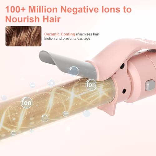 Rotating Curling Iron Set, Automatic Curling Wand for Long Hair, Easy to Use Hair Curler Get Effortless Beach Waves, 3 Sizes Ceramic Barrel 1/1.25/1.5 Inch to 410°F with Home Button, Dual Voltage - Thumbnail 4