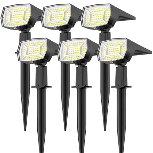 Fabrito 72 LEDs Solar Spot Lights Outdoor Waterproof, 3 Modes Landscape Spotlights, Dusk to Dawn Solar Powered Flood Wall Lights for Outside, Solar Garden Lights for Yard Porch 6 Pack (Cool White) - Image 1