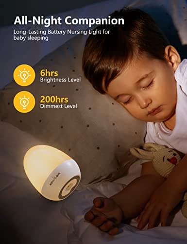 MediAcous Night Lights for Kids Room, Egg Light for Nursery with Stable Charging Pad, Dimmable Baby Night Light with 1H Timer & Touch Control, ABS+PC LED Egg Night Light for Breastfeeding, Up to 200H - Thumbnail 6