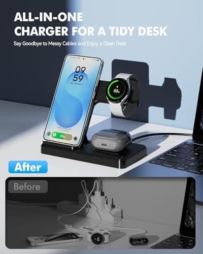 3-in-1 Charging Station for Samsung, Foldable Wireless Charger Stand - Thumbnail 6