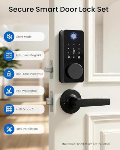 IBLOG Smart Door Lock, Fingerprint Keyless Entry Door Lock Front Door App Control, Electronic Touchscreen Keypad Deadbolt, Auto Lock, IP54 Waterproof, Easy Install - Thumbnail 5