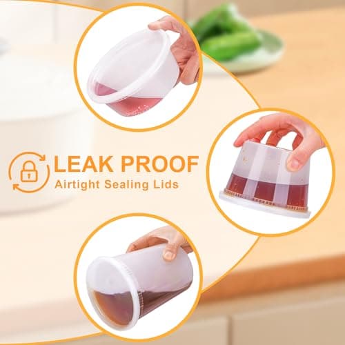 BYSNOW 60 Sets Deli Containers with Lids, 32/16/8 oz X 20 Set Each, Leak-Proof & BPA Free Airtight Stackable Takeout Plastic Food Storage Containers, Freezer/Microwave/Dishwasher Safe - Thumbnail 3