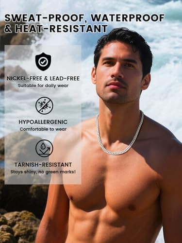 Bestyle Hypoallergenic Diamond Cut Miami Cuban Link Chain for Men, Silver Chain for Men, Chain Necklace for Men Him Women, Hip-Hop & Cool Men’s Necklace, 316L Stainless Steel, 9mm Width, 30 Inch - Thumbnail 2