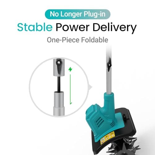 Cordless Brushless Garden Tiller Cultivator Compatible with Makita18v Battery (Tool Only), 10’’ Wide 7’’ Deep Electric Soil Rototiller, 48-Tine Mini Rotary Areator for Garden Beds & Soil Preparation - Thumbnail 3