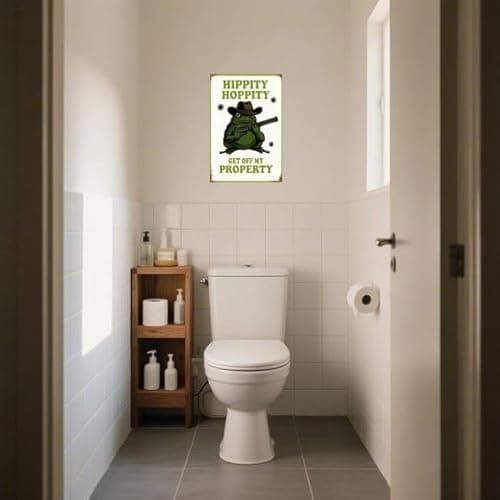 Carastora Funny Frog Metal Sign, Rustic Vintage Room Decor for Bedroom Door, Humorous “Stay Away” Warning Plaque, Garden and Garage Wall Art, 8x12 Inches - Thumbnail 3