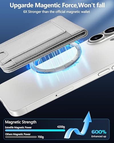 ExtreLife MagSafe Wallet, Work with Apple Find My, Magnetic Phone Wallet Stand for iPhone 17/16/15/14/13/12 Series, 8 Card Holder, RFID Blocking, Rechargeable, Grey - Thumbnail 6