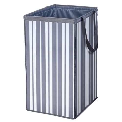 Laundry Basket，74L Laundry Hamper Large Collapsible,Durable, Waterproof & Space-Saving Storage for Clothes, Toys, blankets (Gray Striped, 1PCS) - Image 1