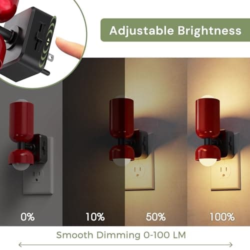 L LOHAS LED Night Light, Night Lights Plug into Wall, 0-100LM Bathroom Night Light, Dusk to Dawn Dimmable Nightlight, Modern Metal Red Nightlight for Bedroom,Mirror Restroom[2 Pack] - Thumbnail 4