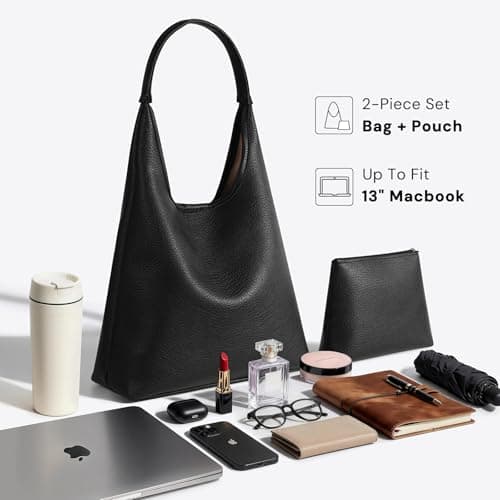 Hobo Bag for Women, Soft Vegan Leather Tote Shoulder Bags, Slouchy Designer Purse, Stylish Large Handbag - Thumbnail 4