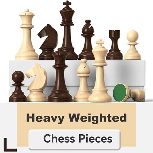 doowroodni Wooden Chess Pieces Large 3.75inch King Set of Luxury Staunton Wood Chessmen with 2 Extra Queen for Chess Board Game (Chess Pieces Only), Velvet Storage Bags Included - Thumbnail 5