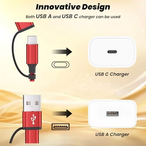 Travel Essentials USB C Splitter Multi Charging Cable,USB A/C to 4 Typ-C Ports for Multiple Devices[2Pack 5Ft], 4 in 2 Multiple charger cord for iPhone16/15 Series/Phones/Pads and Other USB C Devices - Thumbnail 2