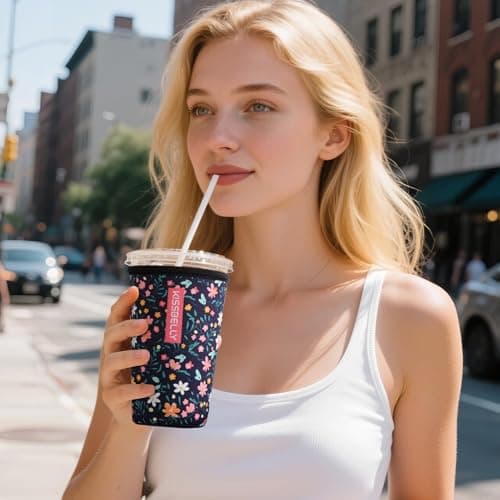 Reusable Neoprene Cup Sleeve for Iced Coffee Cups, 3 Pack Iced Coffee Cup Insulator Sleeve for Iced & Hot Drinks Durable Beverage Cooler Holder for Iced Coffee & Cold Soda - Thumbnail 5