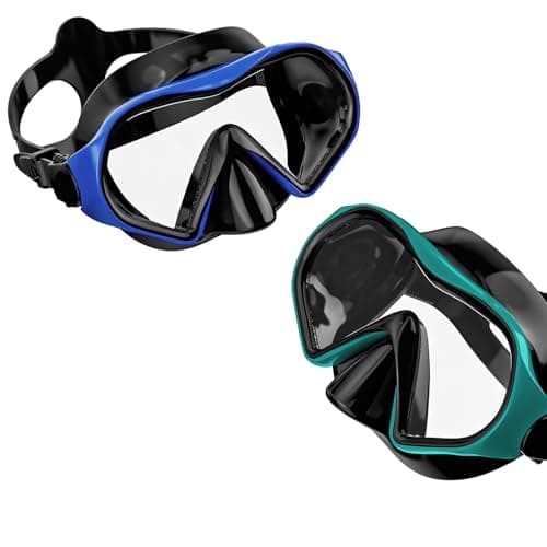 Aegend Snorkel Mask 2Pack for Adults Youth– Anti-Leaking Swim Goggles 180° Panoramic Clear View Anti-Fog Scuba Diving Mask with 1S Underwater Adjustment, Soft Liquid Silicone & No Hair Pulling