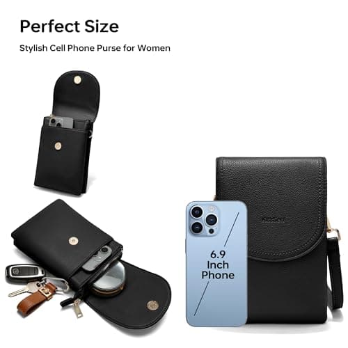 Kiss Sea RFID Small Crossbody Purses for Women Cell Phone Purse with Adjustable Strap RFID Blocking Credit Card Slots Black - Thumbnail 5