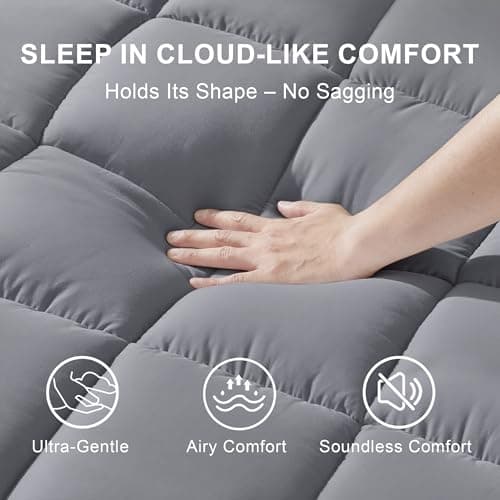 3 Inch Mattress Topper King Size Breathable Filled Soft Fluffy Supportive for Back Pain Relief, Bed Mattress Pad Pillow Topper with Extra Thick Padded Protector for 8"-21" Deep Pocket - Thumbnail 2
