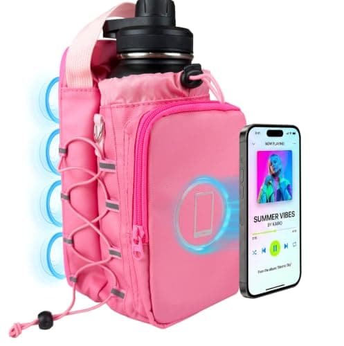 JACZZO Magnetic Gym Bag, Water Bottle Holder,Hands-Free Phone Mount,Gym Gifts for Women and Men (Pink) - Image 1