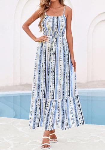 BTFBM Summer Dresses for Women 2026 Sundresses Sleeveless Spaghetti Strap Boho Beach Vacation Outfits Spring Maxi Dress(Print Blue Apricot, XX-Large) - Thumbnail 5