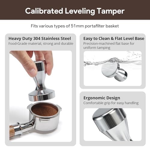 Espresso Accessories Kit 51mm Tamper: Espresso Tamper Set, Coffee Tamper Espresso Tools with WDT Tool, Puck Screen, Dosing Funnel | Espresso Kit Espresso Machine Accessories Fit 51mm Portafilters - Thumbnail 2