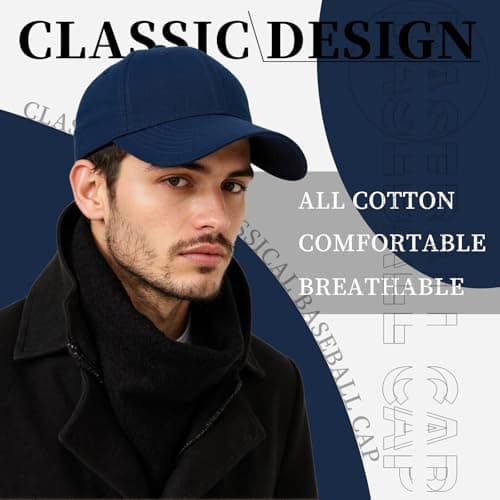 Oeyliz Baseball Cap Hat Men Women Baseball Cap Adjustable Plain Hat One Size All Seasons Running Fishing Workouts Outdoor Activities Navy Blue - Thumbnail 2
