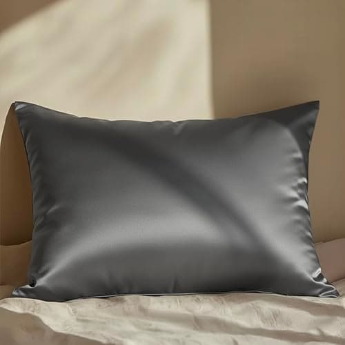 Mellanni Pure Silk Pillowcase King Size - Perfect for Hair and Skin, Preventing Wrinkles - Easy Care - Naturally Cooling Silk Pillow Cover with Hidden Zipper (King, Dark Gray)