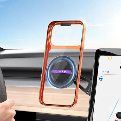 LOXP Upgrade Tesla Phone Mount [Strong Magnetic & Foldable] Aluminum Car Mount for Tesla Model 3/Y/Juniper, 360 Rotating Tesla Phone Holder Fits for iPhone 17 16 15 Pro Max, Tesla Accessories - Image 1