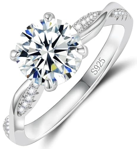 Yizone Promise Rings For Her Moissanite Engagement Rings For Women 925 Sterling Silver Engagement Rings for Women Twisted Vine Rope D Color VVS1 1CT 2CT 18K Gold Plated Ring Size 6 - Image 1