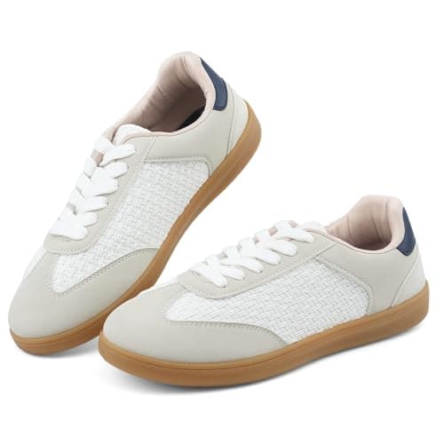 JENN ARDOR Lightweight Grey Sneakers for Women Fashion Lace-Up Tennis Shoes Casual Comfortable Non-Slip Work Walking Everyday Shoes 7.5 - Image 1