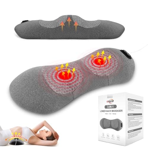 3-in-1 Electric Lumbar Support Pillow with Heat & Massage, Ergonomic Memory Foam Lower Back Massager for Pain Relief Deep Tissue, Smart Air Lift Technology, Ideal for Car/Bed/Sleeping/Office Chair - Image 1