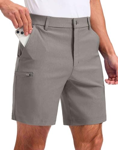 Pudolla Men's Casual Shorts 7/9 Inch Golf Shorts Stretch Dress Work Shorts for Men with 4 Pockets Quick Dry Lightweight(Carbon Dust 32) - Image 1