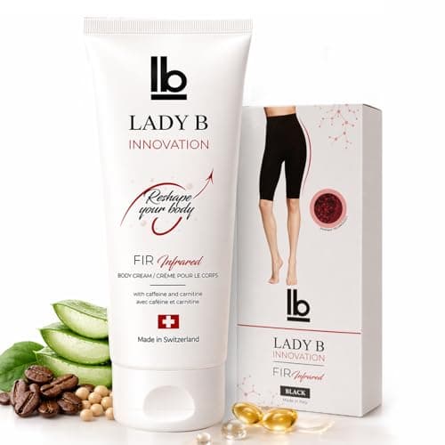 Lady B Firming & Anti-Cellulite Body Lotion with Caffeine & Shea Butter – 6.8 fl oz Swiss Cream + Italian FIR Smartwear – 2-in-1 for Smoother, Tighter Body – Invisible Shaping – Clinically Tested L/XL - Image 1