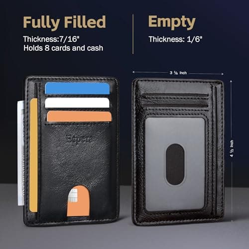 Espera Slim Minimalist Front Pocket Wallet for Men, RFID Blocking Credit Card Holder, Thin Travel ID Card Case, Gifts for Men - Thumbnail 3