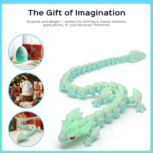FESTIVALCOS Colorful Articulated 3D Print Dragon Egg - 12 Inch Movable Dragon Toy for Boys | Prefilled Easter Eggs & Fantasy Animal Model | Decorative Gift (Glow-in-the-Dark) - Thumbnail 6