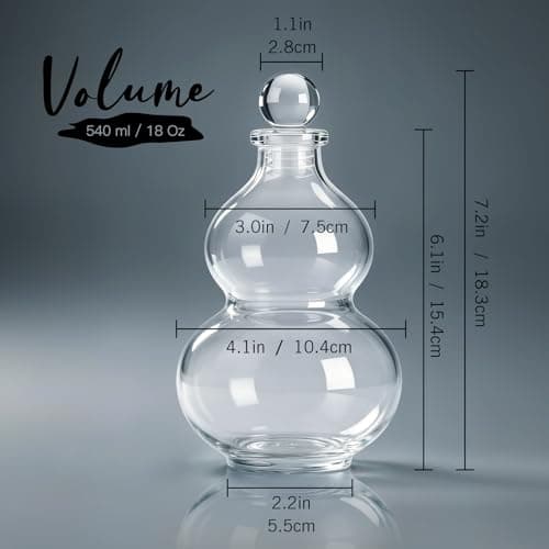 EsyHocm Glass Gourd Water Bottle, Japanese-Style Glass Bottle Ornament, Artistic Wine Container Gourd Bottle, Unique Bottle for Wine Decoration, 18oz Capacity Glass Material - Thumbnail 3