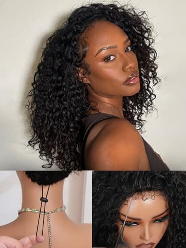 shangyinfa Half Wig Human Hair Water Wave with 4C Edges | Invisi Drawstring Glueless 3-In-1 Wig for 3B/3C | Flip Over Pre-Style | Beginner-Friendly & Dyeable | 12 Inch for Summer All Day Wear - Image 1