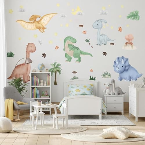 Dinosaur Wall Decals Dino Palm Tree Wall Stickers Decor for Boys Bedroom Playroom Baby Nursery Wall Decal Gifts for Kids - Thumbnail 6