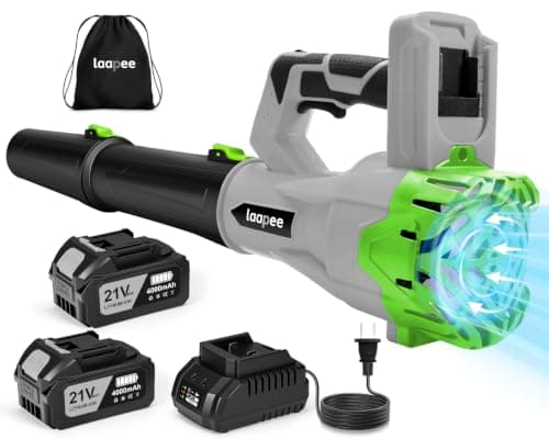 Leaf Blower Cordless,Electric Leaf Blower with 2 4.0Ah Battery Powered and Fast Charger, Cordless Blowers for Lawn Care and Car Dust Snow Blower,6 Speed Control,Grey - Image 1